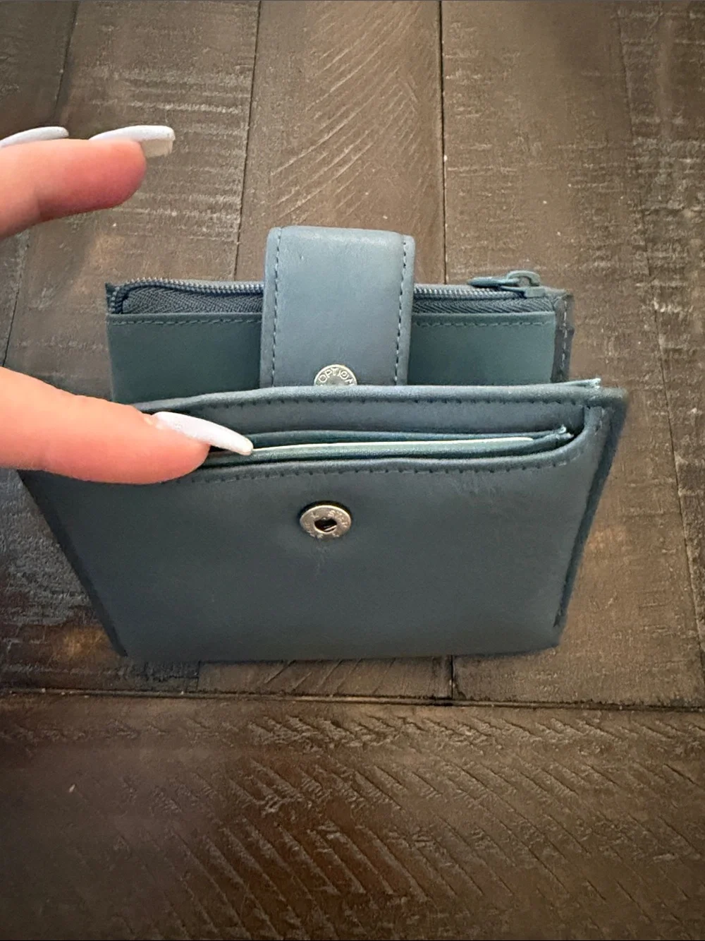 Buxton Options Pale Blue Leather Snap Wallet